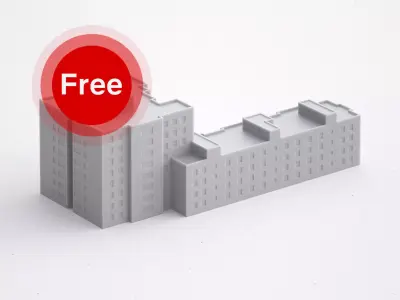 Free 3D Print miniature building RB-SP-MD-003 Free 3D print model