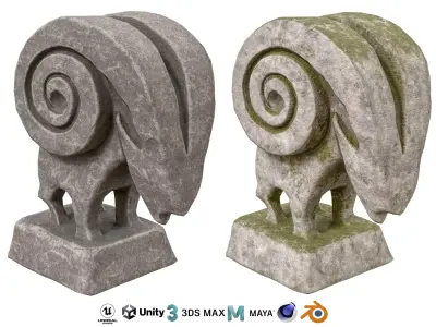 Ram abstract stone statues Low-poly 3D model