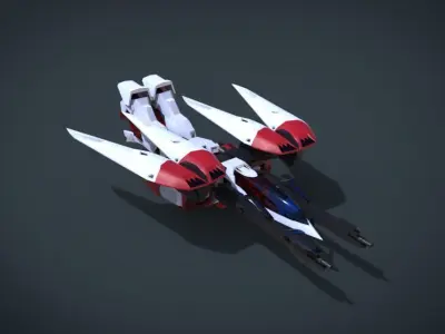 Wing 01x SpaceShip Low-poly 3D model