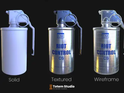 Tear Gas Grenade Riot Control Low-poly 3D model