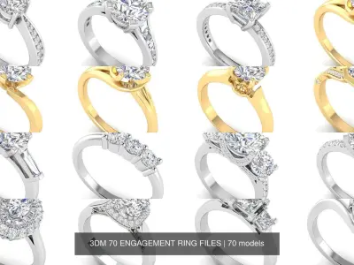 3DM 70 ENGAGEMENT RING FILES 3D Model Pack