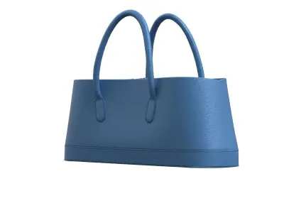Blue Leather Big Tote Bag 3D model