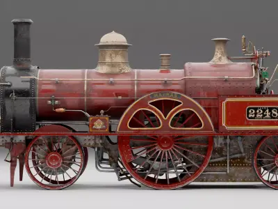 McConnell Bloomer Steam Locomotive 1851 3D model