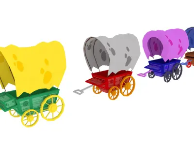CARTOON WAGONS Low-poly 3D model