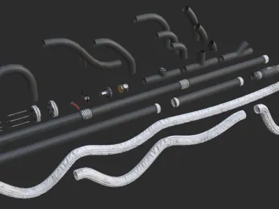 Modular Pipes - Sci-Fi Painted Black Low-poly 3D model