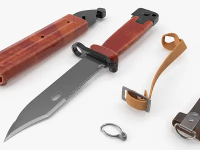 Kalashnikov Bayonet Knife 6X4 with Wire Cutter 3D model