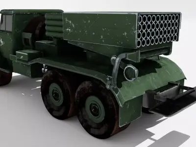 BM21 Russian Vehicle BM-21 Ural-375D Low-poly 3D model