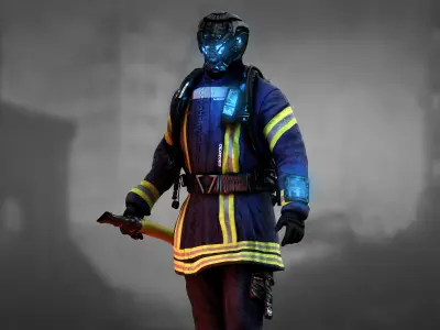 Sci Fi Firefighter Low-poly 3D model
