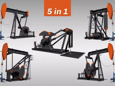 Pumpjacks Collection oil pump 3D Model Pack
