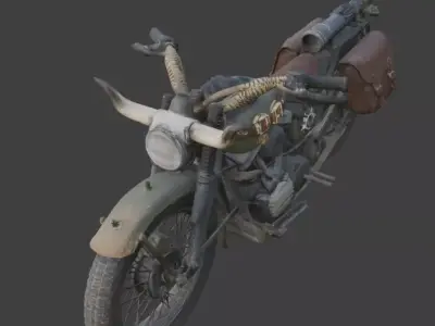 Wild West Frontier Combat Motorcycle 3D Model Low-poly 3D model