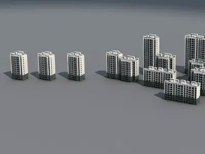Architecture group of buildings 3D model