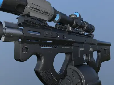 AR-15 Low Poly gun with scope Low-poly 3D model