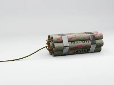 Dynamite Explosive Pack Paper Texture with Extra LowPoly version Low-poly 3D model
