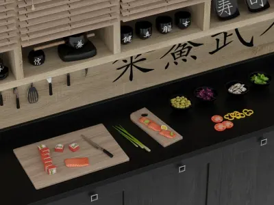 Sushi bar 3D model buy
