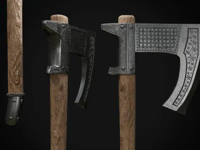 battle axe pack Low-poly 3D model