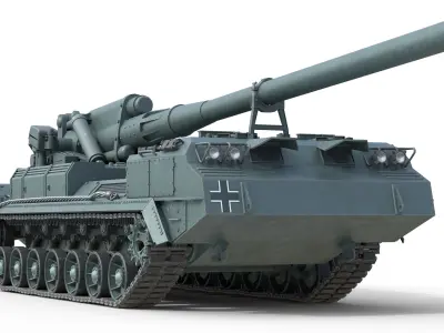 2S7 Pion Self Propelled Heavy Artillery  Low-poly 3D model