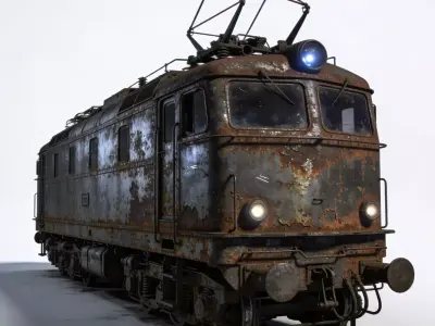 Realistic Vintage Electric Locomotive 3D Model Low-poly 3D model
