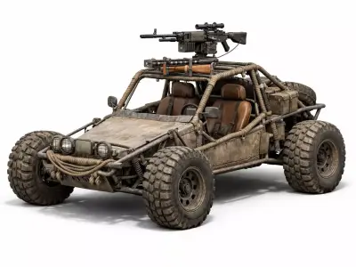 Wild West Military Sand Buggy 3D Model Low-poly 3D model