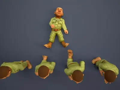 Stylized soldier  Afro-American Low-poly 3D model