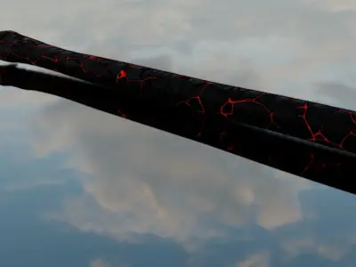 Snake spatula in reflection of cloudy sky Low-poly 3D model