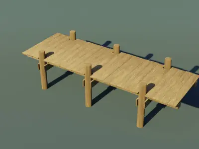 Wooden dock Low-poly 3D model