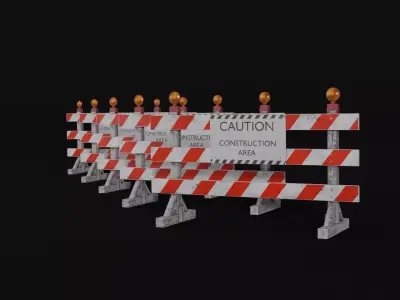 Construction Barricade Low-poly 3D model purchase