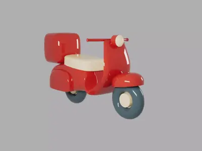 Pizza delivery red bike  3D model