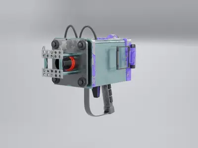 Futuristic Nail Pistol Low-poly 3D model