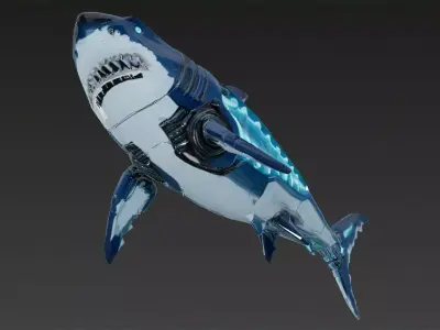 Deep Blue Cyber Shark Low-poly 3D model