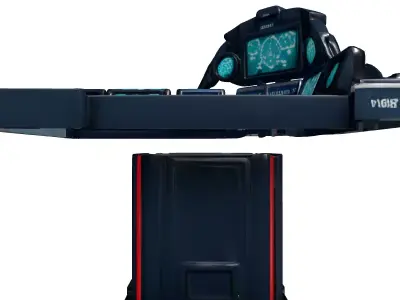 SciFi Futuristic Command Control Console Low-poly 3D model