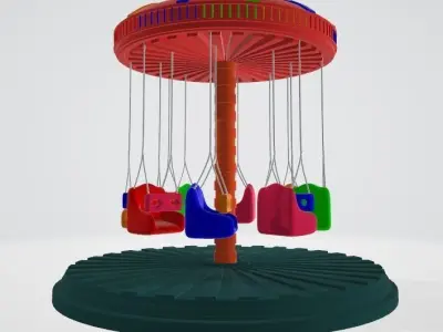 Carousel colorful Low-poly 3D model