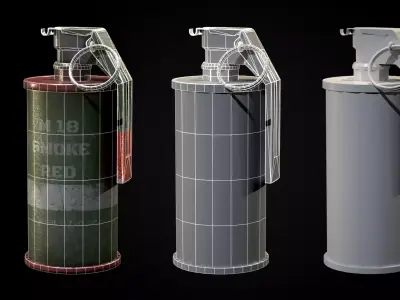 M18 Smoke grenade Lowpoly game asset Low-poly 3D model