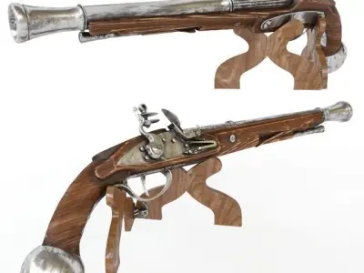Pistols two flintlock 3D model