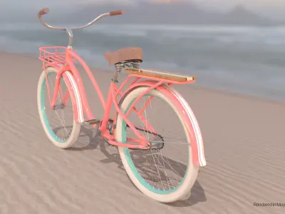 Womens Beach Cruiser Bike Low-poly 3D model