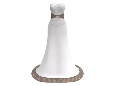 Bridal Wedding Gown Low-poly 3D model