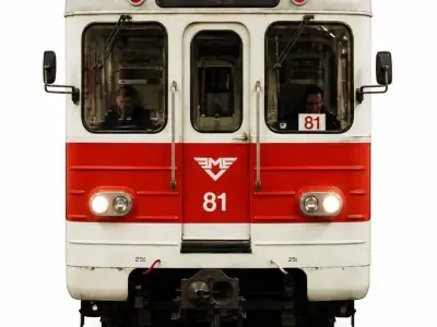 Soviet-Era 81717 Subway Train Classic Red and White Metro  3D model