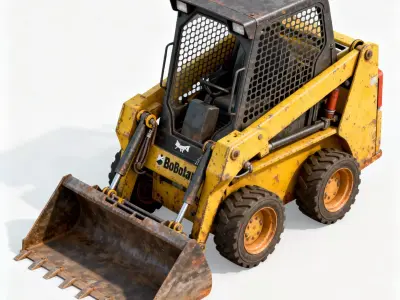 Weathered Industrial Skid Steer Loader 3D Model Low-poly 3D model
