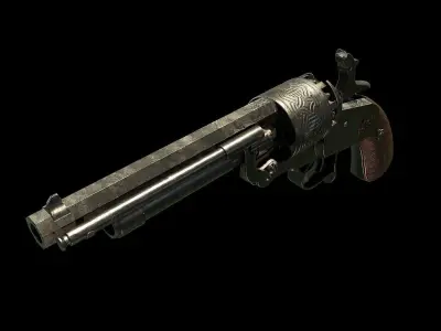 LeMat Revolver Low Poly and High Poly models Low-poly 3D model