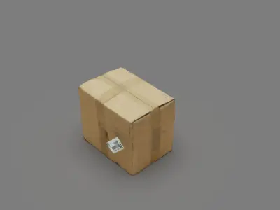 Cardboard box with labels Low-poly 3D model