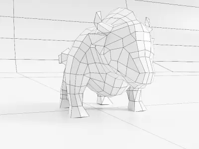 Bull cartoon 3d model  Low-poly 3D model