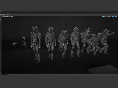 Mens and Womens Military Uniforms 4  3D Model Pack