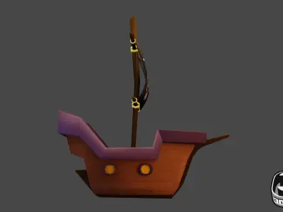 Stylized Pirate Ship Low Poly Low-poly 3D model