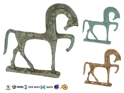 Horse statue Low-poly 3D model get