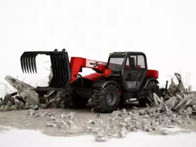 Industrial Red Tractor 3D model