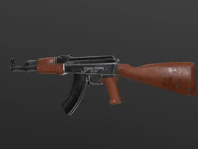 AK47 Low-poly PBR Free low-poly 3D model