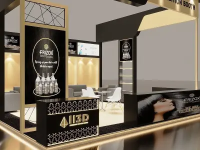 Exhibition Stand Stall Three Side Open 6X6 3D model