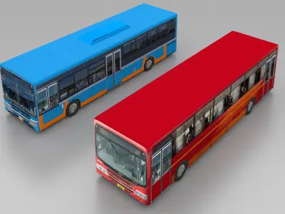 AMTS and BRTS Buses Low-poly 3D model