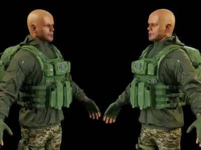 Infantry Army Soldier Full Tactical Armor Low-poly 3D model