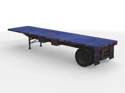 flatbed trailer 02 3D model