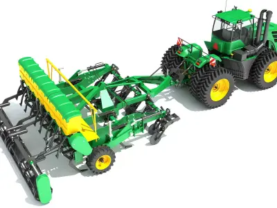 Tractor with Seed Drill 3D model get